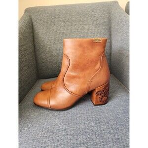 Pikolinos Women's Brown Leather Ankle Boots w/ Embroidery on Heels Size 42 11.5